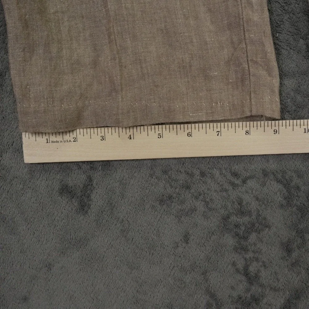 Orvis 100% Linen Pants Men 38x30.5 Oatmeal Brown Flat Front Straight Leg Coastal